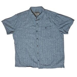 Royal Robbins Button Down Shirt Mens XXL Blue Linen Cotton Short Sleeve Slub